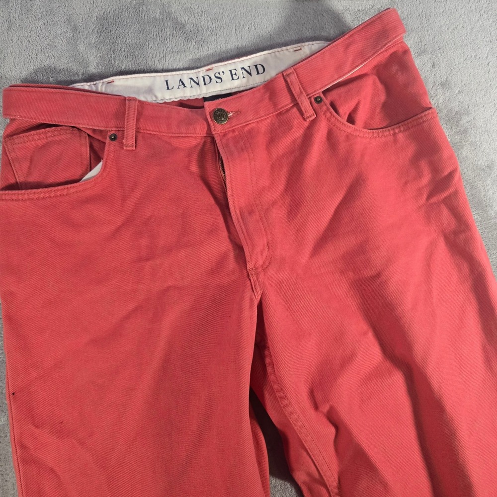 Lands' End‎ Red Cotton Pants Traditional Fit Casual Everyday Size 38
